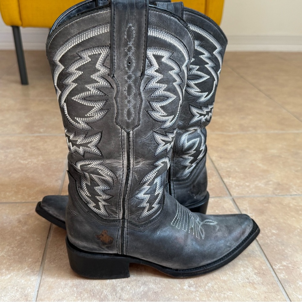 Gray Western Heeled Boots